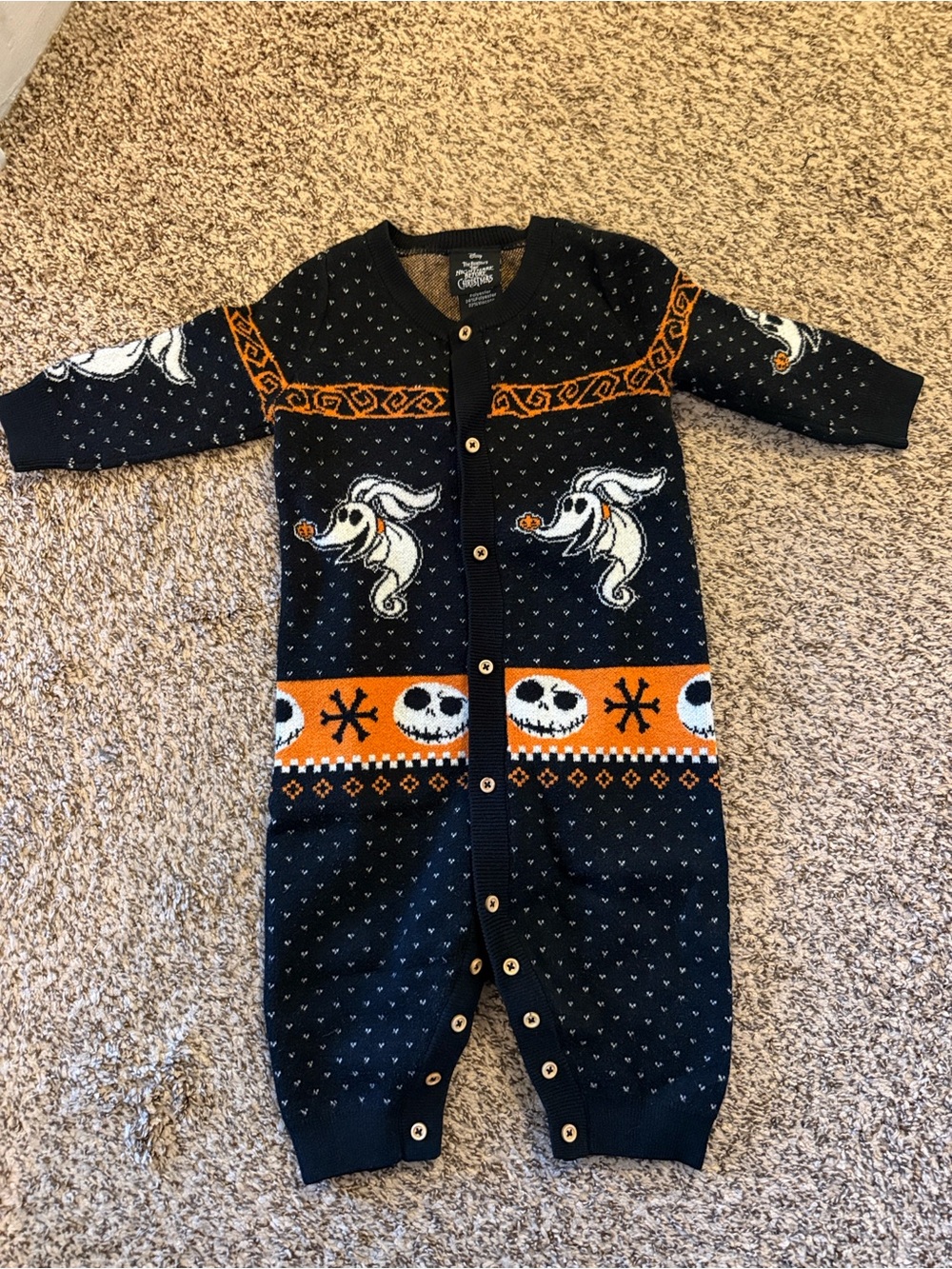 The Nightmare Before Christmas Black & Orange Knit One-Piece